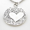 Kevin N Anna Studio Sterling Silver Pendant Necklace with Round Etched HEART Pendant Celebrates LOVE