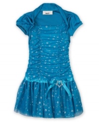 This BCX girls dress makes dressing formal fun, with sparkles, stars and a swingy skirt.