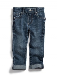 GUESS Kids Girls Ankle-Length Jeans with Cuff, MEDIUM STONE (4)