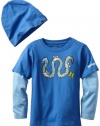 Hurley Boys 2-7 Coily Slider with Beanie, Blue, 5