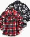 When he's ready to work put him in this comfortable plaid flannel shirt from DC shoes so that he'll be doing it in style.