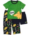 He'll be ready and roaring to get into bed with this three-piece dinosaur pajama set from Carter's, mixing and matching the jersey tee, shorts and pajama pants.