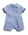 GUESS My First GUESS Romper, CHAMBRAY (3/6M)