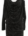 David Meister Black/Gold Jersey Cut Out Shoulder Blouson Dress 6