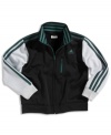 He's always ready to explore and play. This jacket by adidas is the perfect gift to set him on track.