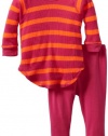 Splendid Littles Baby-Girls Newborn Pop Thermal Tunic Set, Dragonfruit/Neon Orange, 12-18