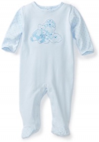 ABSORBA Baby-Boys Newborn Bear Friends Footie, Blue, 3/6