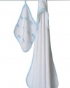 aden + anais Towel with Muslin Washcloth - Aqua Fish