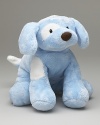 Gund Spunky medium blue. Spunky stuffed puppy is 10 tall. White spots on a blue coat.