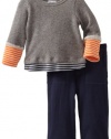 Splendid Littles Baby-boys Infant Colorblock Stripe Active Twofer Set, Navy/Carrot, 12-18 Months