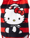 Hello Kitty Girls 2-6X Nautical One Piece Toddler, Red/Nany, 2T