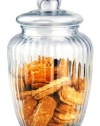 4 X 10 Ribbed Retro Glass Cookie Jar with Lid