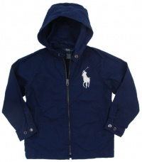 Polo Ralph Lauren Boys Big Pony Full Zip Hooded Wind Jacket - 24M - Navy