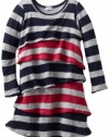 Splendid Littles Girls 2-6X Platinum Rugby Stripe Dress, Nav/Raspry, 5/6