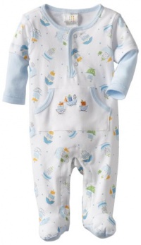 ABSORBA Baby-Boys Newborn Boat Cotton Footie, Blue/White, 0-3 Months