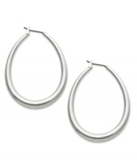 A classic for your modern style. Lauren by Ralph Lauren's chic hoop earrings feature a graduated teardrop shape. Set in silver tone mixed metal. Approximate drop: 2 inches. Approximate diameter: 1-1/4 inches.