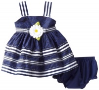 Sweet Heart Rose Baby-girls Infant Nautical Eyelet Dress, Navy/White, 12 Months