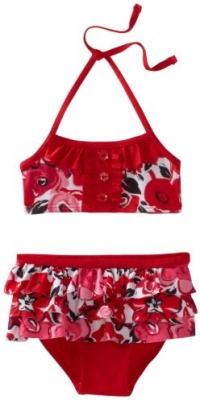 Penelope Mack Baby-girls Infant 2 Piece Floral Arista Swimsuit, Red, 18 Months