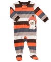 Bedtime made easy, Carter's striped microfleece coverall is complete with plush warmth and a sweet polar bear cub.