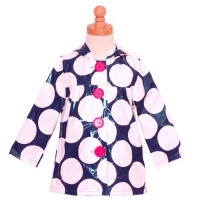 Pink Platinum Little Girls Size 4 Navy Polka Dot Spring Rain Coat