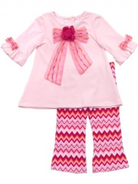 Rare Editions Baby-girls Infant Big Bow Applique Legging Set, Pink/Fuchsia, 12 Months