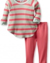 Splendid Littles Baby-Girls Newborn Pop Thermal Tunic Set, Julep/Neon Pink, 6-12