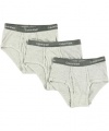 Calvin Klein Boys Briefs 3-Pack (Sizes 8 - 18) - gray, 12 - 14