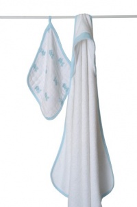 aden + anais Towel with Muslin Washcloth - Aqua Fish