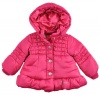 GUESS Kids Girls Toddler Puffy Jacket with Sherpa, DEEP PINK (24M)