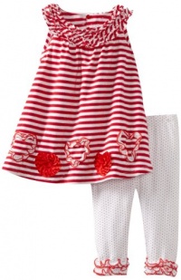 Bonnie Jean Girls 2-6X Stripe Legging Set, Red, 4T