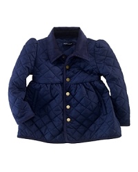 An essential cool-weather jacket is rendered in sleek diamond-quilted microfiber.