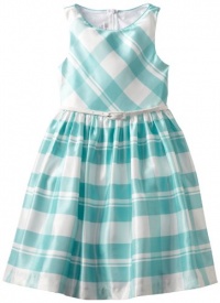 Bonnie Jean Girls 7-16 Aqua Shantung Plaid Dress