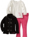 Calvin Klein Baby-girls Infant Jacket with Long Sleeve Black Dotted Tee And Pant