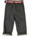 GUESS Kids Boys Toddler Belted Pant with Stitch Detail, DARK GREY (24M)