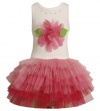 Size-5, Pink, BNJ-7022R Pink Mesh Flower Glittered Tulle Tutu Dress,R37022 Bonnie Jean Little Girls Special Occasion Flower Girl Dance Party Dress