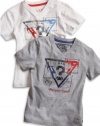 GUESS Kids Boys Little Boy Patched Triangle Tee, WHITE (5/6)