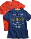 GUESS Kids Boys Big Boys V-Neck Logo Shirt (8-20), ORANGE (12/14)