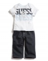 GUESS Kids Boys Tee & Pants Set with Bag, WHITE (3/6M)