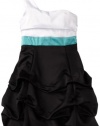 Ruby Rox Girls 7-16 One Shoulder Pick-Up Colorblock, Black/White, 14