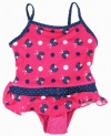 Pink Platinum Toddler Girls Ladybugs Polka Dotted 1 Piece Swimsuit - Fuchsia (Size 3T)