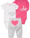 Carter's 3-pc. Pink Heart Bodysuit Set FUCHSIA 6 Mo