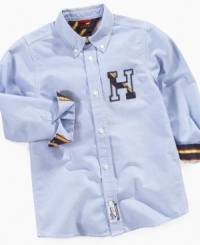 This Tommy Hilfiger oxford shirt will have him ruling the school in cute preppy style.