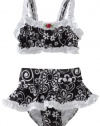 Penelope Mack Baby-girls Infant Two Piece Alexandria Swimsuit, Black, 18 Months