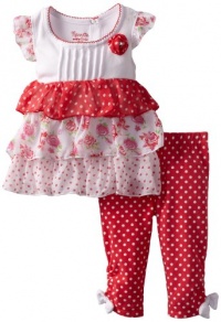 Nannette Baby-girls Infant 2 Piece Polka Dot Legging Set, Red, 24 Months