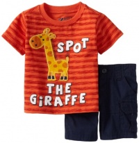 Nannette Baby-boys Infant 2 Piece Giraffe Short Set, Orange, 12 Months