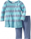 Splendid Littles Baby-girls  Marseille Chambray Stripe Tunic Set, Aquatic, 12-18 Months