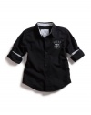 GUESS Kids Boys Shirt with Roll-Up Sleeves, BLACK (16/18)