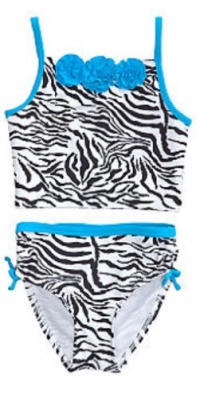 Flapdoodles Two Piece Zebra Print Swimsuit 4-6x (6)