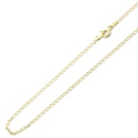 14K Two-Tone Gold 2mm Gucci Flat Mariner Link Chain Necklace 18 W/ Spring-Ring