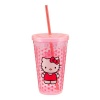 Vandor Hello Kitty 18-Ounce Acrylic Travel Cup with Lid and Straw, Pink